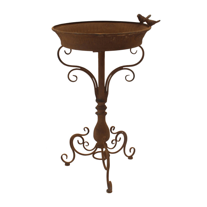 Rust Pressed Metal Birdbath 40x37x64.5cm