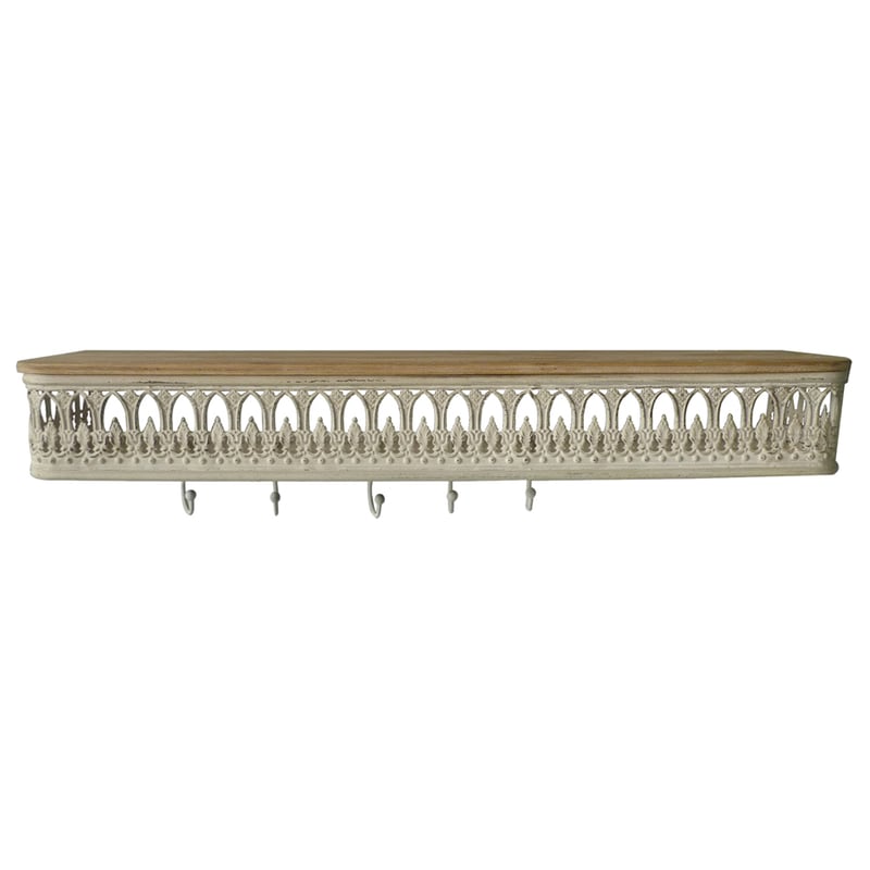 Martinique Classic Wall Shelf w/ Removeable Hooks 80x18x11cm