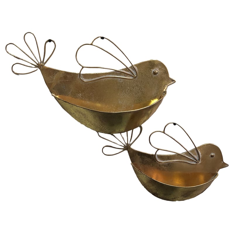 Set/2 Nested Lustre Gold Wall Planters 48x8x29/42.5x6x25.5cm