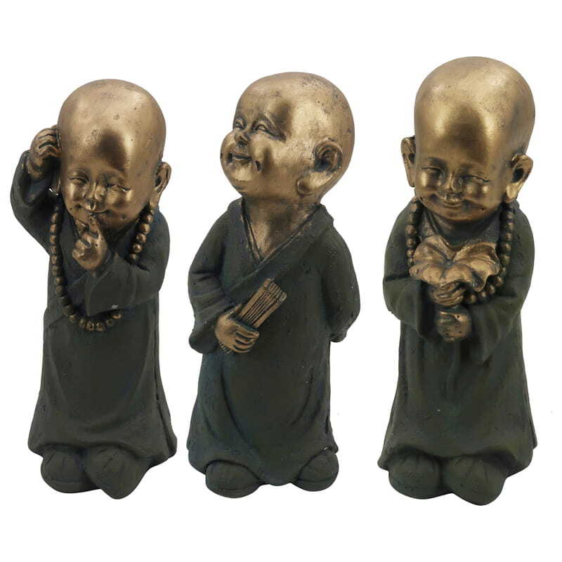 Set of 3 Assorted Monk Statues  14x14x33cm