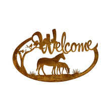 Load image into Gallery viewer, Laser-cut Welcome w/Horses Wall Art 60.5x0.6x37.5cm
